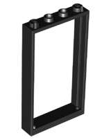 Lego (U) ~ Door Frame 1 x 4 x 6 with 2 Holes on Top and Bottom ~ [Black]