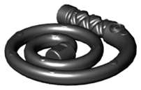 Lego (N) ~ Minifigure Weapon Whip Coiled - 1 Hole Indented Handle ~ [Black]