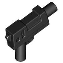 Lego (N) ~ Minifigure Weapon Gun Pistol Automatic Medium Barrel ~ [Black]