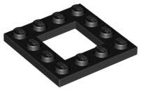 Lego (U) ~ Plate Modified 4 x 4 with 2 x 2 Open Center ~ [Black]