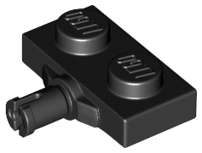 Lego (N) ~ Plate Modified 1 x 2 with Wheel Holder Reinforced Underside ~ [Black]