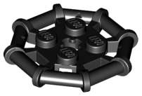 Lego (N) ~ Plate Modified 2 x 2 with Bar Frame Octagonal Reinforced Completely Round Stud ~ [Black]