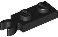 Lego (N) ~ Plate Modified 1 x 2 with Clip on End (Vertical Grip) ~ [Black]
