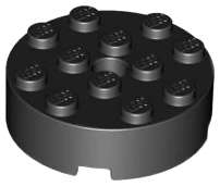 Lego (N) ~ Brick Round 4 x 4 with Hole ~ [Black]