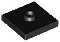Lego (N) ~ Plate Modified 2 x 2 with Groove and 1 Stud in Center (Jumper) ~ [Black]