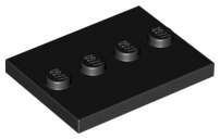 Lego (N) ~ Tile Modified 3 x 4 with 4 Studs in Center ~ [Black]