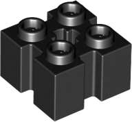 Lego (N) ~ Brick Modified 2 x 2 with Channels and Axle Hole ~ [Black]