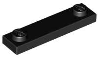 Lego (U) ~ Plate Modified 1 x 4 with 2 Studs without Groove ~ [Black]