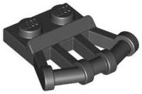 Lego (N) ~ Plate Modified 1 x 2 with Angled Bar Handles on Side ~ [Black]