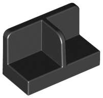 Lego (N) ~ Panel 1 x 2 x 1 with Rounded Corners and Center Divider ~ [Black]