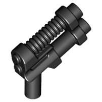 Lego (N) ~ Minifigure Weapon Gun Two Barrel Pistol - 10-Rib Top Barrel ~ [Black]