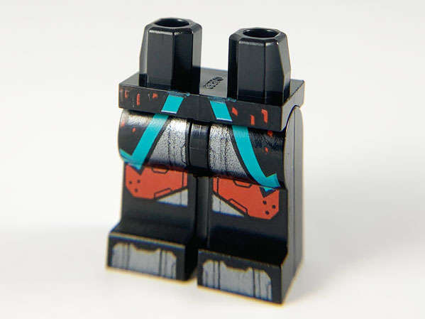 Lego NEW - Hips and Legs with Coattails with Dark Turquoise Hem Silver and Red ArmorPatte~ [Black]