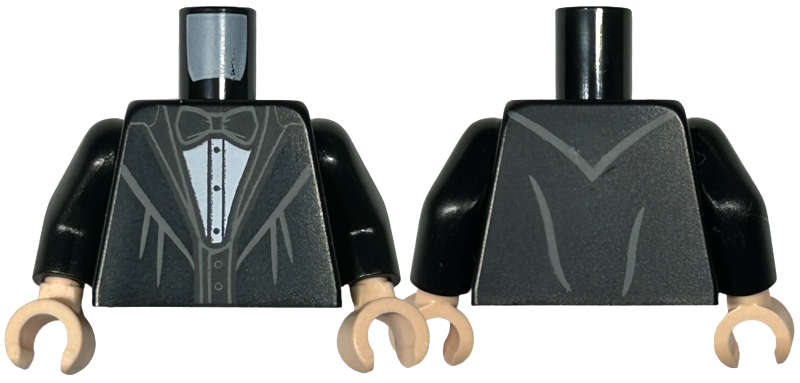Lego (N) ~ Torso Jacket with Wide Lapels White Shirt with Black Bow Tie and Vest Pattern / ~ [Black]
