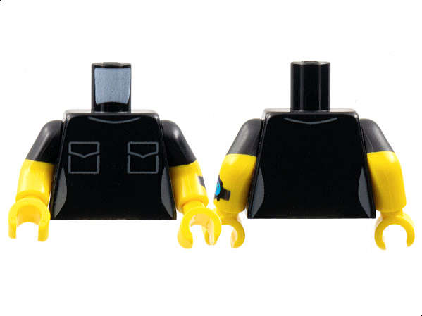 Lego (N) ~ Torso Female Dark Bluish Gray Collar and Pockets Pattern / Yellow Arms with Mol ~ [Black]