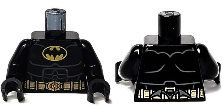 Lego (N) ~ Torso Batman Logo Dark Bluish Gray Armor Contour Lines Gold Utility Belt with B ~ [Black]