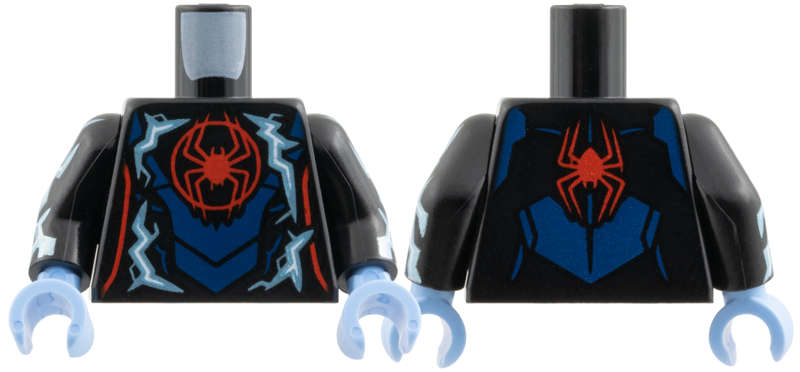 Lego (N) ~ Torso Red Spider in Circle Metallic Light Blue and White Electricity Dark Blue  ~ [Black]