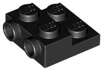 Lego (U) ~ Plate Modified 2 x 2 x 2/3 with 2 Studs on Side - Solid Bottom Tube ~ [Black]
