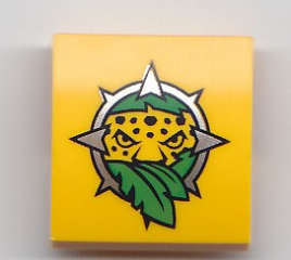 Lego (U) ~ Slope Curved 2 x 2 x 2/3 with Leopard Head and Leaves Pattern ~ [Bright Light Orange]