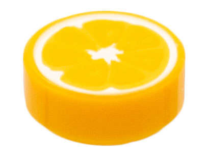 Lego (N) ~ Tile Round 1 x 1 with Orange Fruit Slice Pattern ~ [Bright Light Orange]