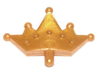 Lego NEW - Minifigure Crown Tiara 5 Points Rounded Ends~ [Pearl Gold]