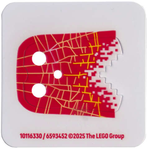Lego (N) ~ Minifigure Cape Plastic Stepped Edge with Yellow Lines on Red Pixelated B ~ [Trans-Clear]