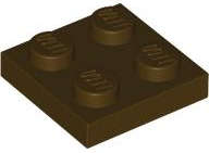 Lego (N) ~ Plate 2 x 2 ~ [Dark Brown]