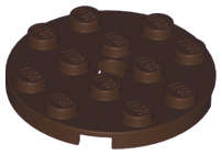 Lego (N) ~ Plate Round 4 x 4 with Hole ~ [Dark Brown]