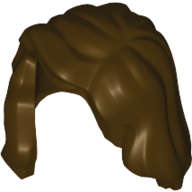 Lego (N) ~ Minifigure Hair Female Mid-Length with Part over Right Shoulder ~ [Dark Brown]