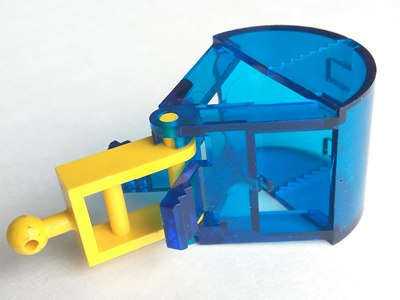 Lego Used - Crane Bucket with Spring and Yellow Handle (3489 / bb0217 / 3490)~ [Trans-Dark Blue]