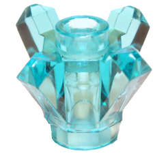 Lego Used - Rock 1 x 1 Crystal 4 Point (Brick Round 1 x 1 with 4 Upward Fins / ~ [Trans-Light Blue]