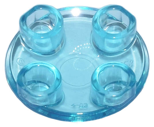 Lego (N) ~ Plate Round 2 x 2 with Rounded Bottom (Boat Stud) ~ [Trans-Light Blue]