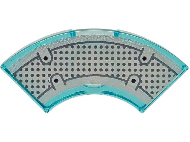 Lego (N) ~ Tile Round Corner 2 x 2 Macaroni with Bottom Stud Holder with Black ~ [Trans-Light Blue]