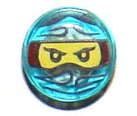 Lego (U) ~ Tile Round 1 x 1 with Ninjago Trapped Nya Pattern ~ [Trans-Light Blue]