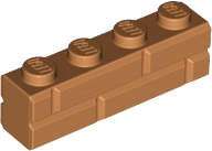 Lego (N) ~ Brick Modified 1 x 4 with Masonry Profile ~ [Medium Nougat]
