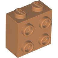 Lego (N) ~ Brick Modified 1 x 2 x 1 2/3 with Studs on Side ~ [Medium Nougat]