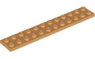 Lego (N) ~ Plate 2 x 12 ~ [Medium Nougat]