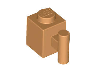Lego (N) ~ Brick Modified 1 x 1 with Bar Handle ~ [Medium Nougat]