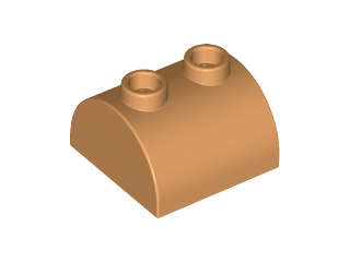 Lego (N) ~ Slope Curved 2 x 2 Double with 2 Hollow Studs ~ [Medium Nougat]