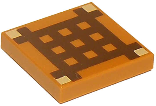 Lego (N) ~ Tile 2 x 2 with Dark Brown Minecraft Crafting Table Grid Pattern ~ [Medium Nougat]