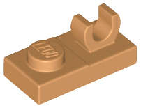 Lego (N) ~ Plate Modified 1 x 2 with Open O Clip on Top ~ [Medium Nougat]