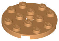 Lego (U) ~ Plate Round 4 x 4 with Hole ~ [Medium Nougat]