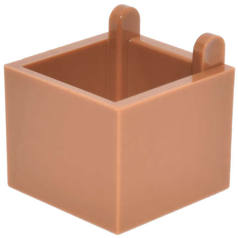Lego (N) ~ Container Box 2 x 2 x 1 1/3 - Top Opening with Hinge and Hole in Botto ~ [Medium Nougat]