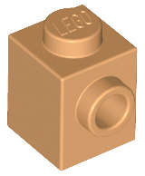 Lego (N) ~ Brick Modified 1 x 1 with Stud on Side ~ [Medium Nougat]