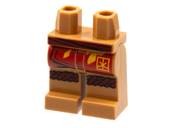 Lego (N) ~ Hips and Legs with Dark Red Sash and Knee Wrap Red Robe End with Brigh ~ [Medium Nougat]