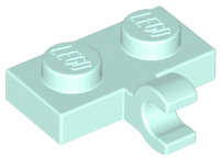 Lego (U) ~ Plate Modified 1 x 2 with Clip on Side (Horizontal Grip) ~ [Light Aqua]