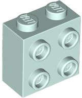 Lego (N) ~ Brick Modified 1 x 2 x 1 2/3 with Studs on Side ~ [Light Aqua]