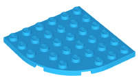 Lego (N) ~ Plate Round Corner 6 x 6 ~ [Dark Azure]