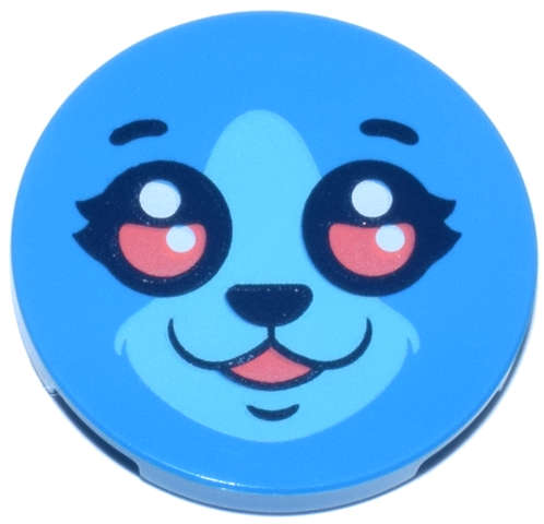 Lego (N) ~ Tile Round 3 x 3 with Dark Blue Eyebrows Eyelashes Nose and Chin Dimple Co ~ [Dark Azure]