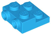 Lego (U) ~ Plate Modified 2 x 2 x 2/3 with 2 Studs on Side - Solid Bottom Tube ~ [Dark Azure]