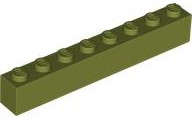 Lego (N) ~ Brick 1 x 8 ~ [Olive Green]